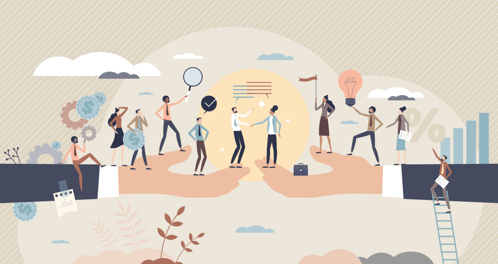 Graphic image depicting collaboration around data