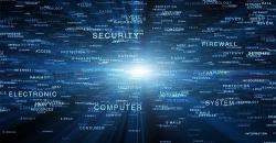 Word cloud in which some terms such as security, computer or electronic are highlighted.
