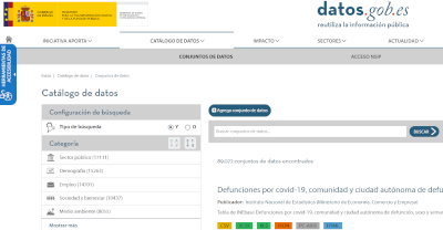Búsqueda en el catálogo de datos.gob.es por la categoría Transporte